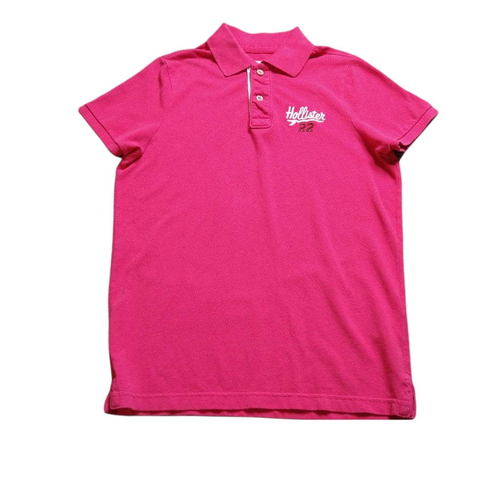 Hollister California 1922 Pink Short Sleeve Polo Shirt Size L